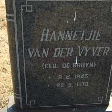 VYVER Hannetjie, van der geb. DE BRUYN 1946-1978
