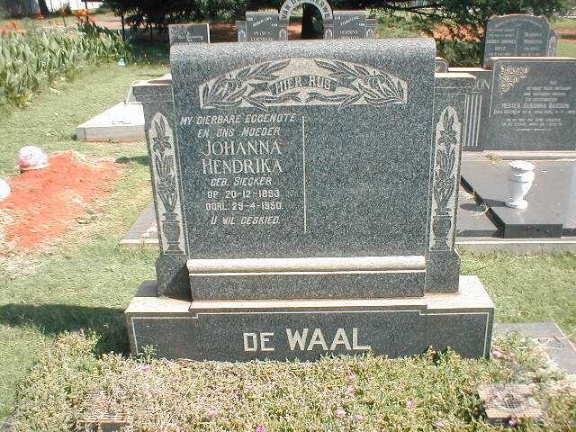 WAAL Johanna Hendrika, de 1893-1950