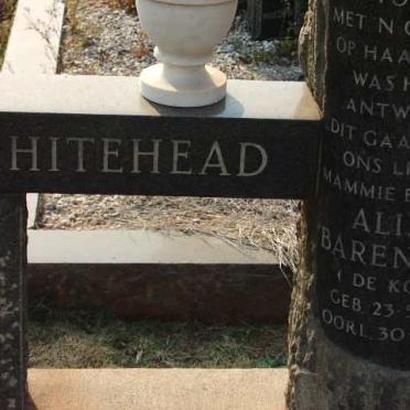 WHITEHEAD Harry John 1914-1966 &amp; Alida DE KOCK 1909-1973