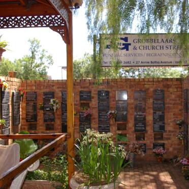 Gauteng, Pretoria, RIVIERA, Grobbelaarsbegrafnisdienste, Wall of Remembrance