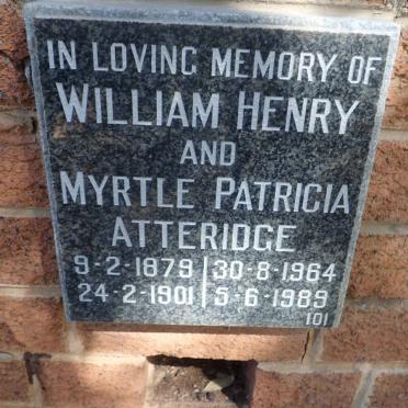 ATTERIDGE William Henry 1879-1964 &amp; Myrtle Patricia 1901-1989