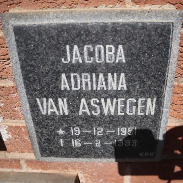 ASWEGEN Jacoba Adriana, van 1951-1993