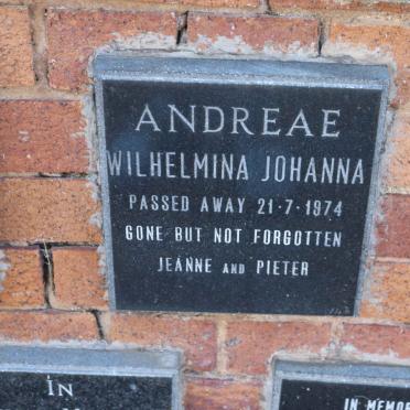 ANDREAE Wilhelmina Johanna -1974