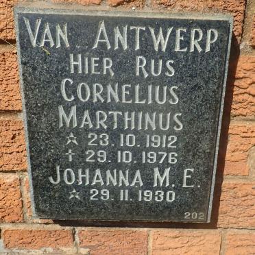 ANTWERP Cornelius Marthinus, van 1912-1976 :: VAN ANTWERP Johanna M.E. 1930-