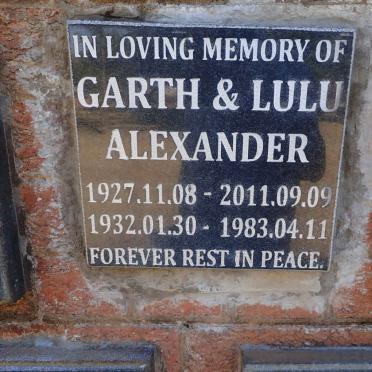 ALEXANDER Garth 1927-2011 &amp; Lulu 1932-1983