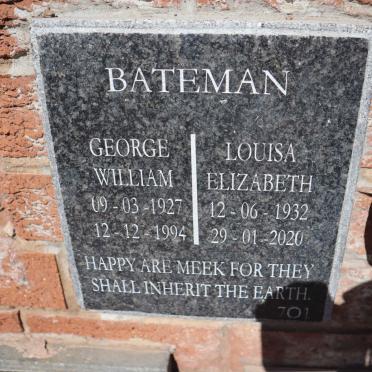 BATEMAN George William 1927-1994 &amp; Louisa Elizabeth 1932-2020