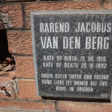 BERG Barend Jacobus, van den 1916-1992