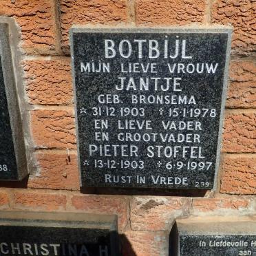 BOTBIJL Pieter Stoffel 1903-1997 &amp; Jantje BRONSEMA 1903-1978