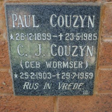 COUZYN Paul 1899-1985 &amp; C.J. WORMSER 1903-1959