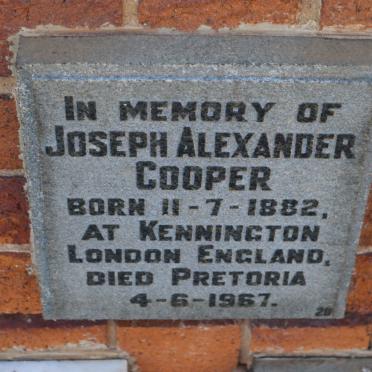 COOPER Joseph Alexander 1882-1967