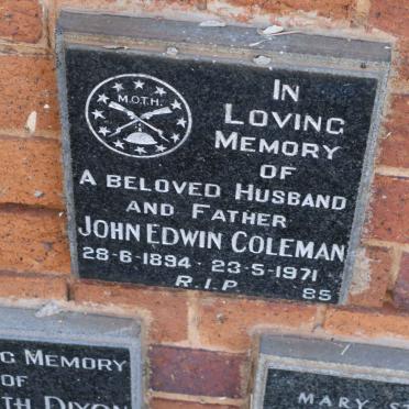 COLEMAN John Edwin 1894-1971