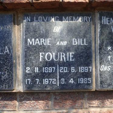 FOURIE Bill 1897-1985 &amp; Marie 1897-1972