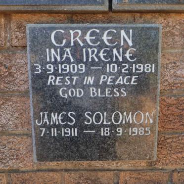 GREEN James Solomon 1911-1985 &amp; Ina Irene 1909-1981