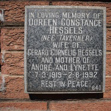 HESSELS Doreen Constance nee TAVERNER 1919-1992