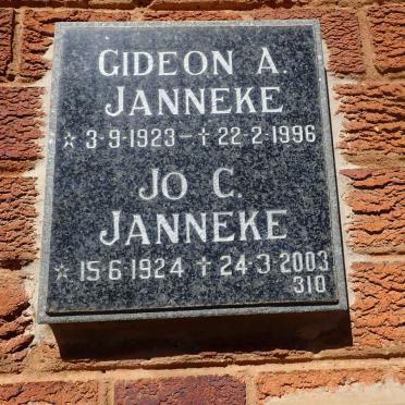 JANNEKE Gideon A. 1923-1996 &amp; Jo C. 1924-2003