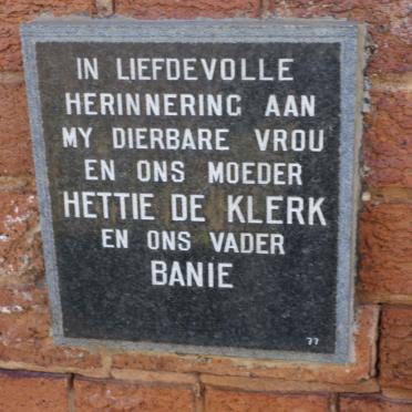 KLERK Banie, de &amp; Hettie