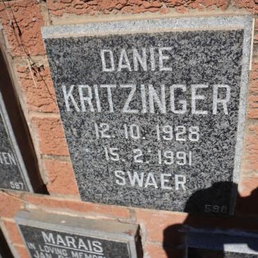 KRITZINGER Danie 1928-1991