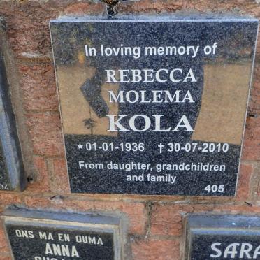 KOLA Rebecca Molema 1936-2010