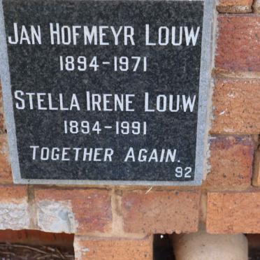 LOUW Jan Hofmeyer 1894-1971 &amp; Stella Irene 1894-1991