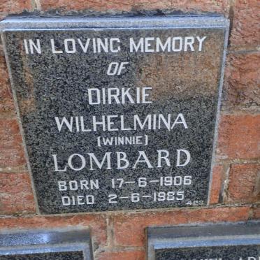 LOMBARD Dirkie Wilhelmina 1906-1985