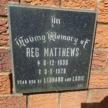 MATTHEWS Reg 1930-1976