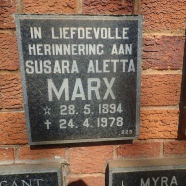 MARX Susara Aletta 1894-1978