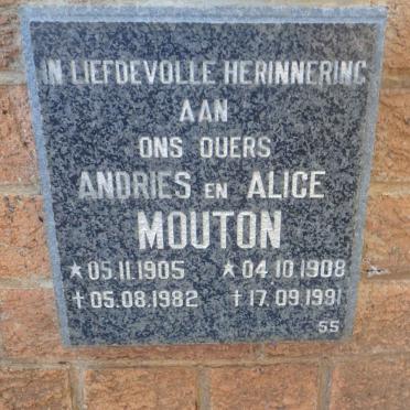 MOUTON Andries 1905-1982 &amp; Alice 1908-1991