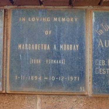 MURRAY Margaretha A. nee VERMAAK 1894-1971
