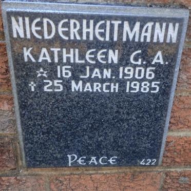 NIEDERHEITMANN Kathleen G.A. 1906-1985