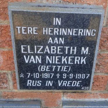 NIEKERK Elizabeth M., van 1917-1987