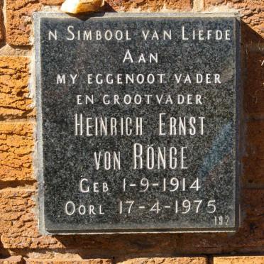 RONGE Heinrich Ernst, von 1914-1975