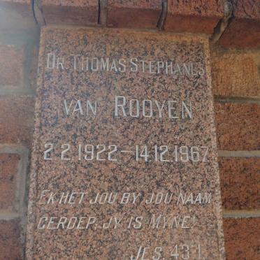 ROOYEN Thomas Stephanus, van 1922-1967
