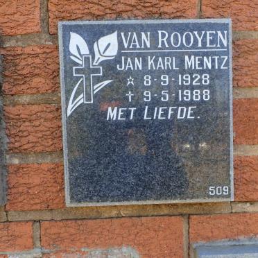 ROOYEN Jan Karl Mentz, van 1928-1988