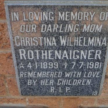 ROTHENAIGNER Christina Wilhelmina 1899-1981