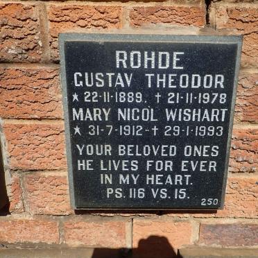 ROHDE Gustav Theodor 1889-1978 &amp; Mary Nicol WISHART 1912-1993