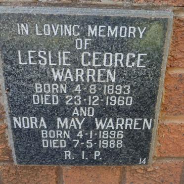 WARREN Leslie George 1893-1960 &amp; Nora May 1896-1988