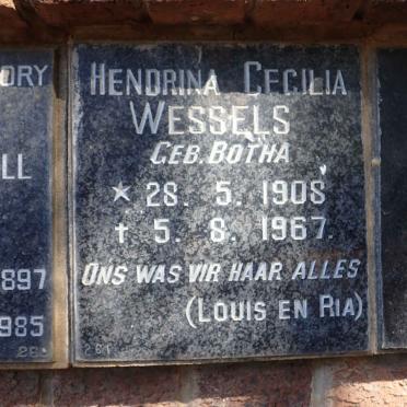WESSELS Hendrina Cecilia nee BOTHA 1908-1967