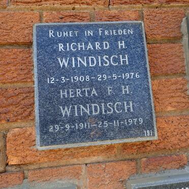 WINDISCH Richard H. 1908-1976 &amp; Herta F.J. 1911-1979
