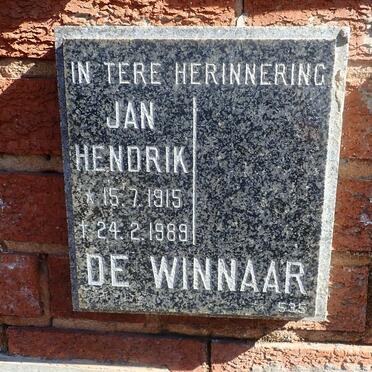 WINNAAR Jan Hendrik, de 1915-1989