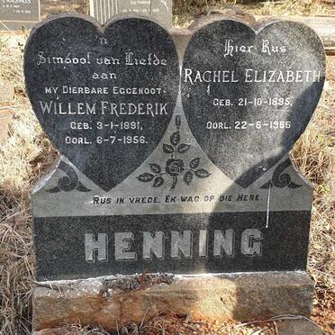 HENNING Willem Frederik 1891-1956 & Rachel Elizabeth 1895-1966