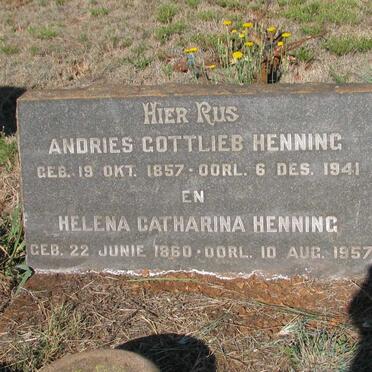 HENNING Andries Gottlieb 1857-1941 &amp; Helena Catharina 1860-1957