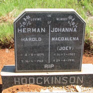 HODGKINSON Herman Harold 1879-1960 &amp; Johanna Magdalena 1903-1991