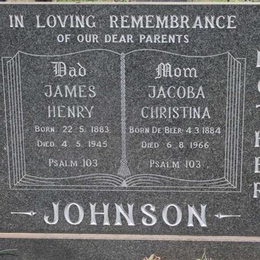 JOHNSON James Henry 1883-1945 & Jacoba Christina DE BEER 1884-1966