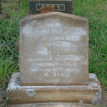 KOTZE Gert Johannes 1927-1941