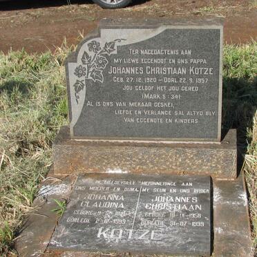 KOTZE Johannes Christiaan 1920-1957 & Johanna Claudina 1921-1999 :: KOTZE Johannes Christiaan 1958-1999