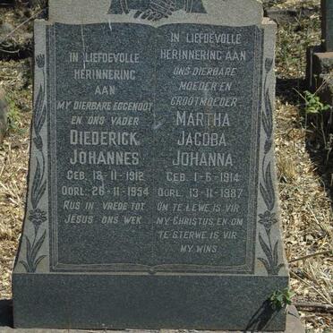 KRUGER Diederick Johannes 1912-1954 & Martha Jacoba Johanna 1914-1987