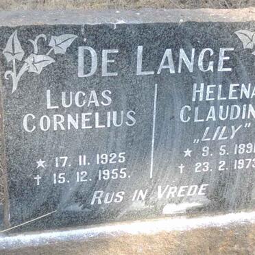 LANGE Lucas Cornelius, de 1925-1955 & Helena Claudina 1891-1973