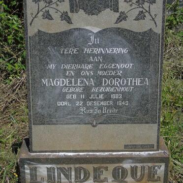 LINDEQUE Magdalena Dorothea nee BEZUIDENHOUT 1883-1949
