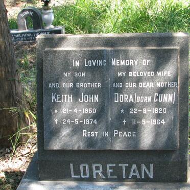 LORETAN Dora nee GUNN 1920-1964 :: LORETAN Keith John 1950-1974