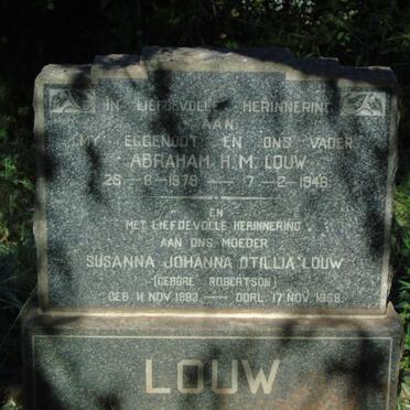 LOUW Abraham H.M. 1879-1946 & Susanna Johanna Otillia ROBERTSON 1883-1958